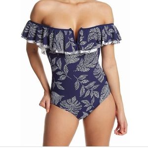 Red Carter  off shoulder swimsuit one piece Sz S